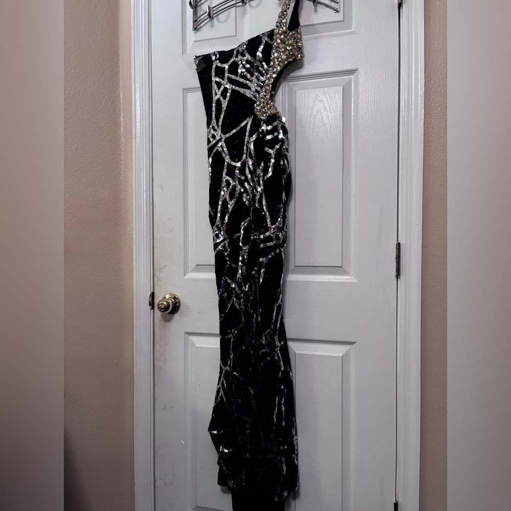 Elegant Black and Silver Evening Gown